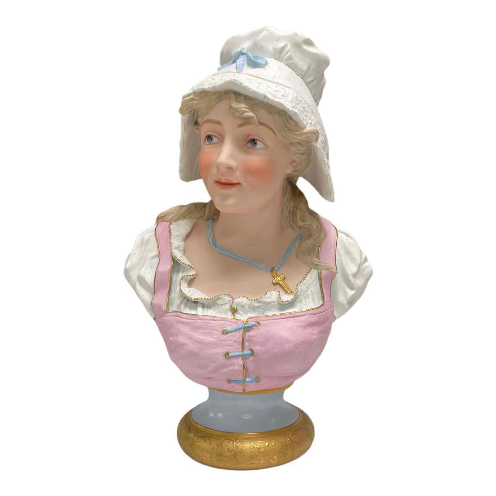 19th C. French Bisque Bust of Young Woman after Paul Duboy (1 of 20)