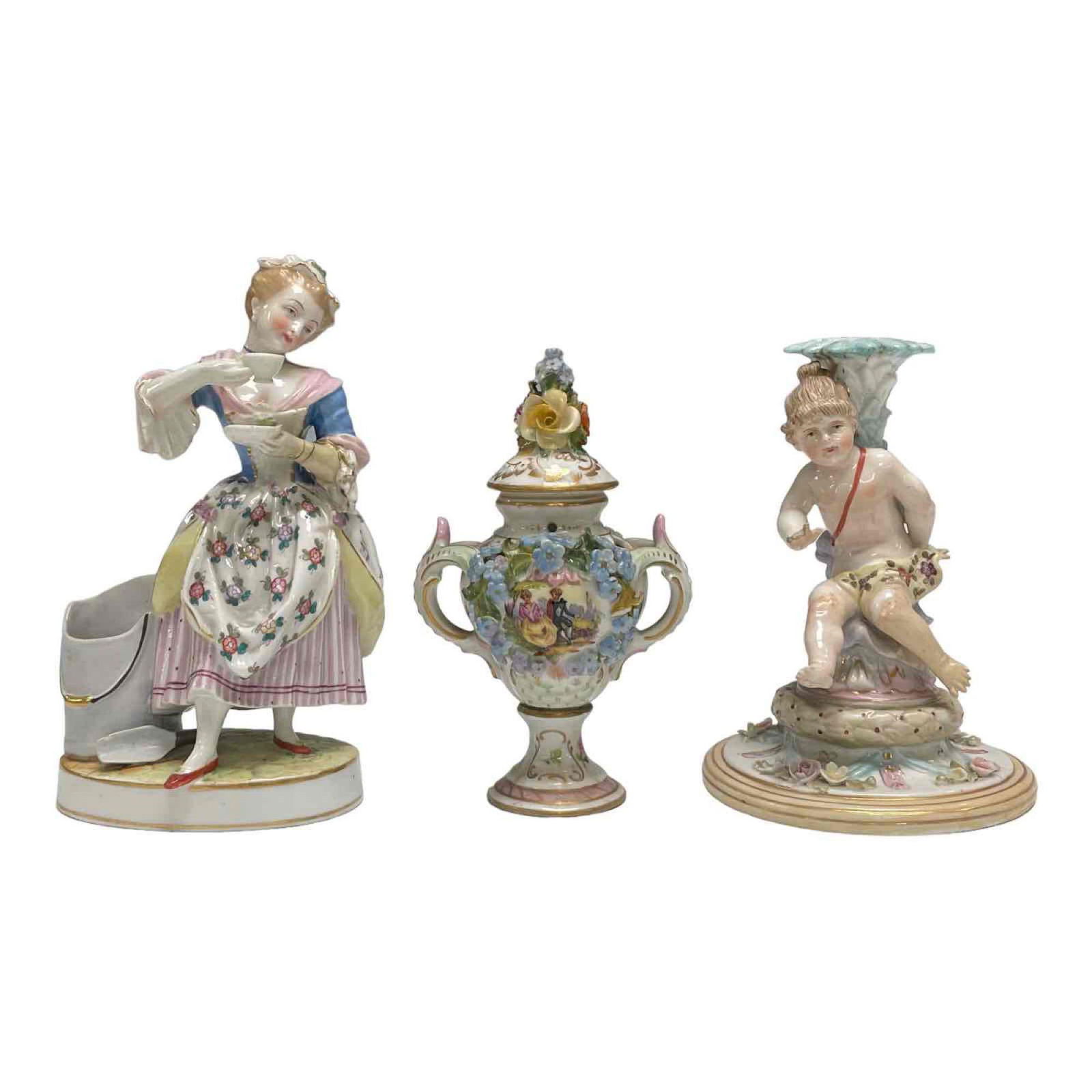 Three 19th C. French and German Porcelain Figurines (1 of 20)