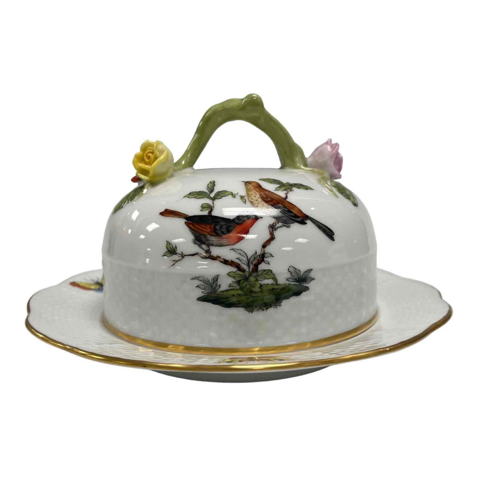 Herend Rothschild Bird Covered Butter Dish, Round (1 of 16)