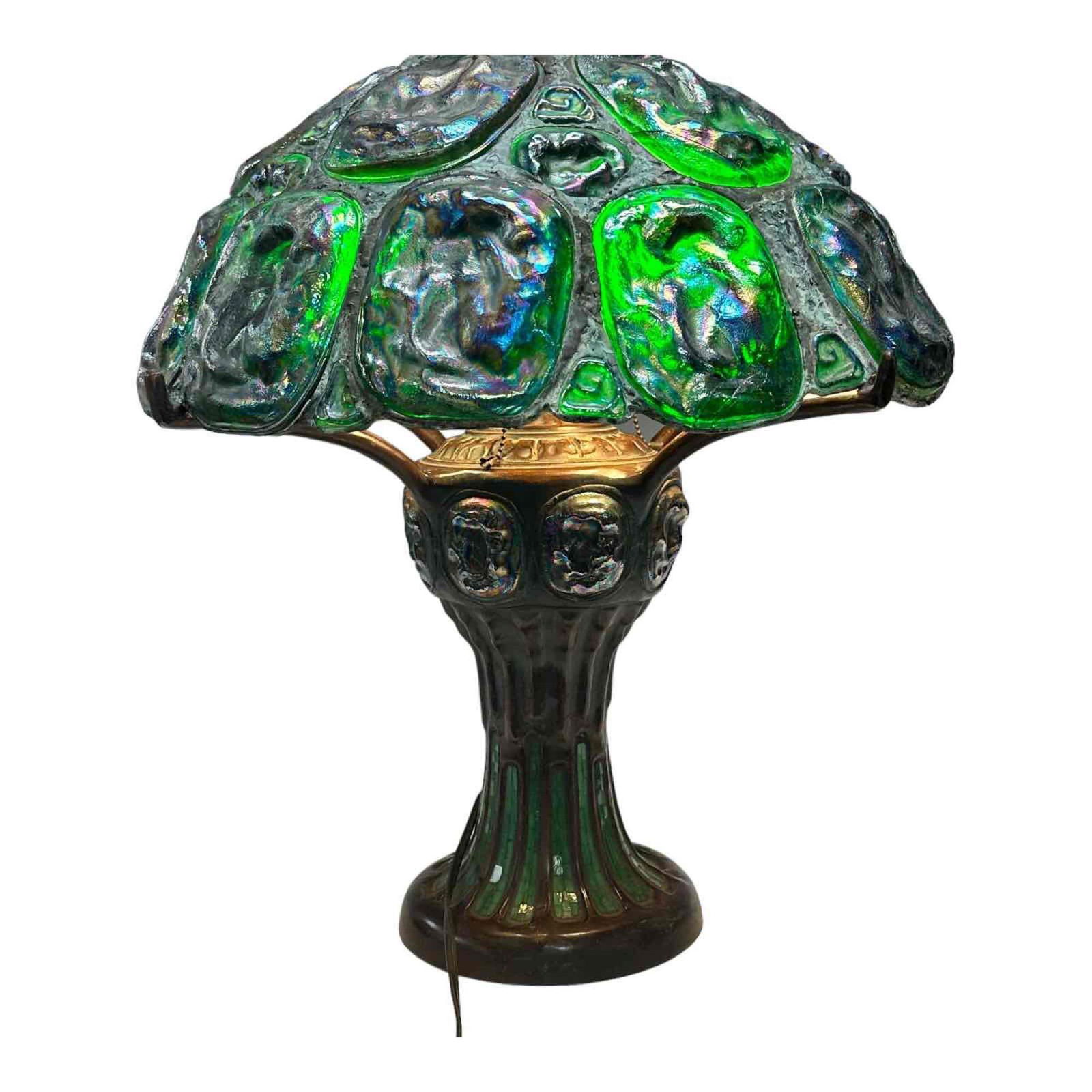 Tiffany Studios Style Turtle Back Leaded Glass Lamp