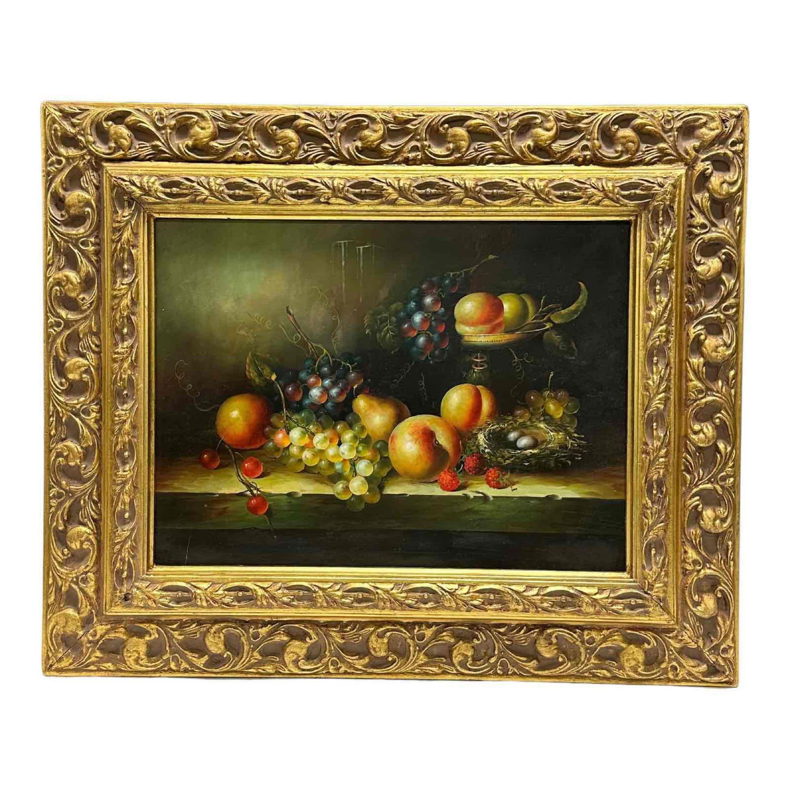 20th C. Decorative Fruit Still Oil on Panel by C. TELFER (1 of 17)