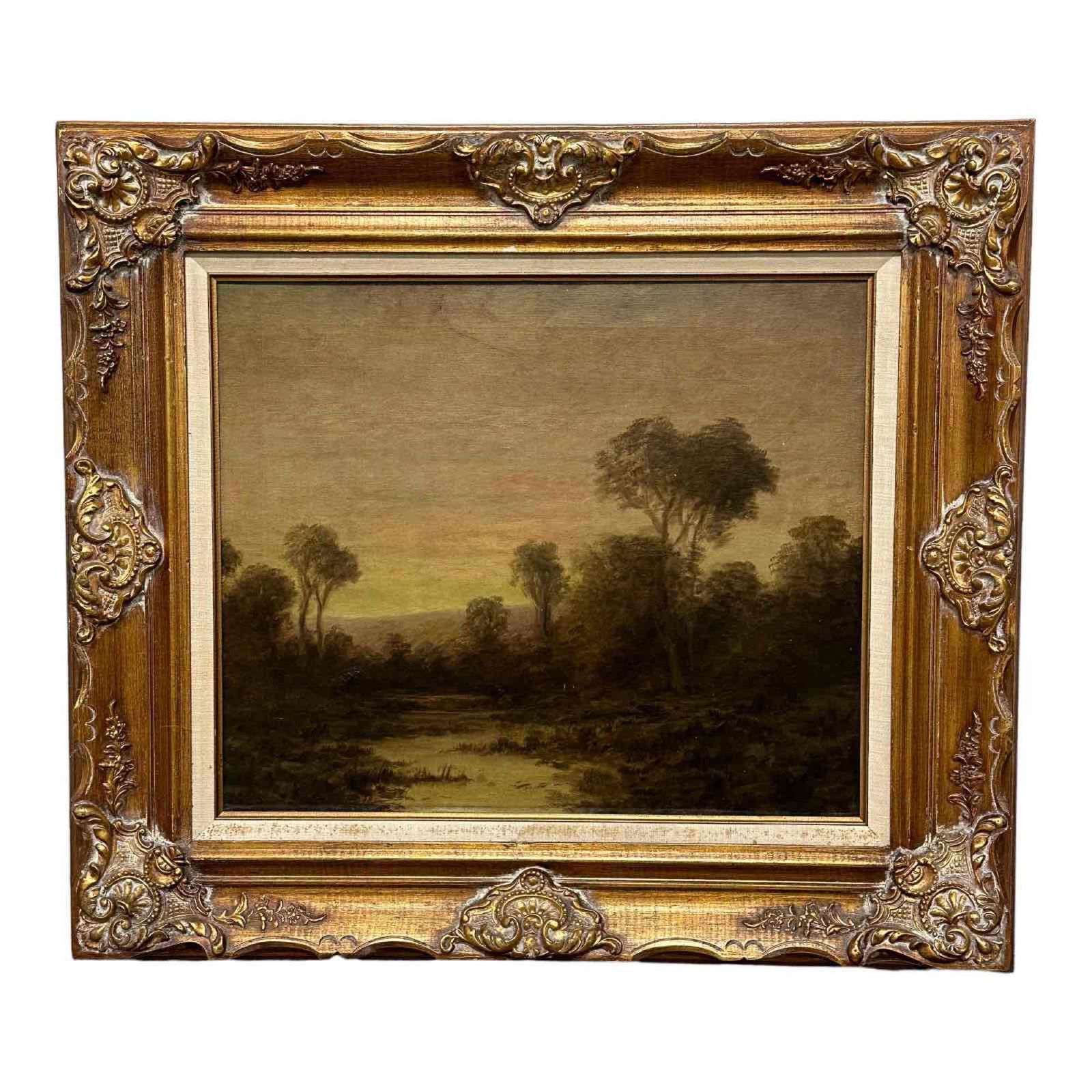 Early 20th Century Oil on Canvas Evening Landscape (1 of 13)