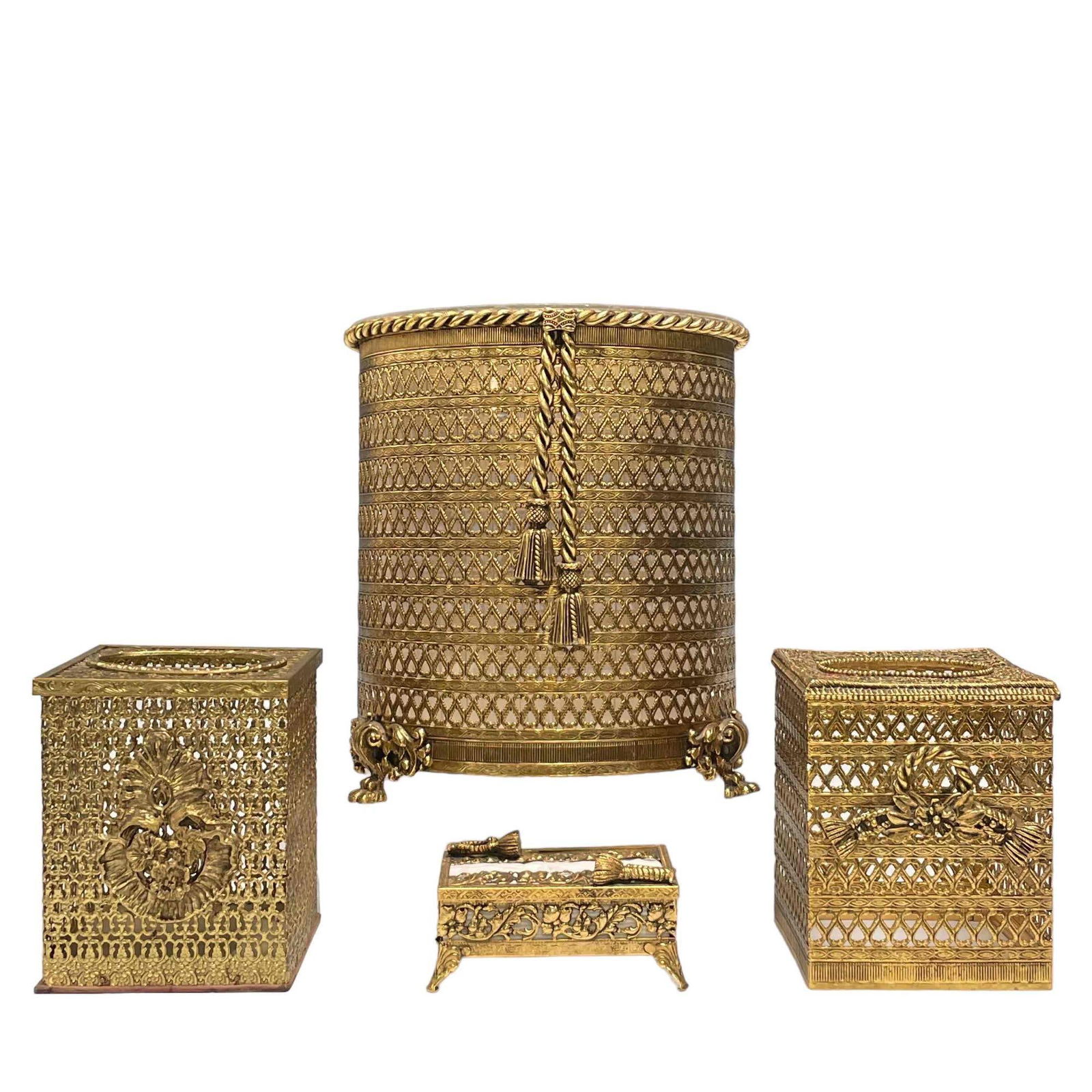 Hollywood Regency Vanity Items - Wastebasket with Tissue Cases (1 of 19)