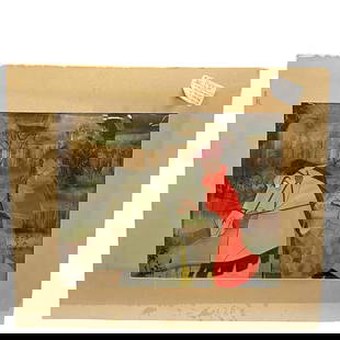 Walt Disney'Celluloid Drawing Of 'Prince Phillip' From Sleeping Beauty: A fine original Walt Disney production cell measuring approx 12" x 10" image sight size, unframed as shown, see photos. The back label identifies it as 'an original (unique) hand-painted celluloid dra