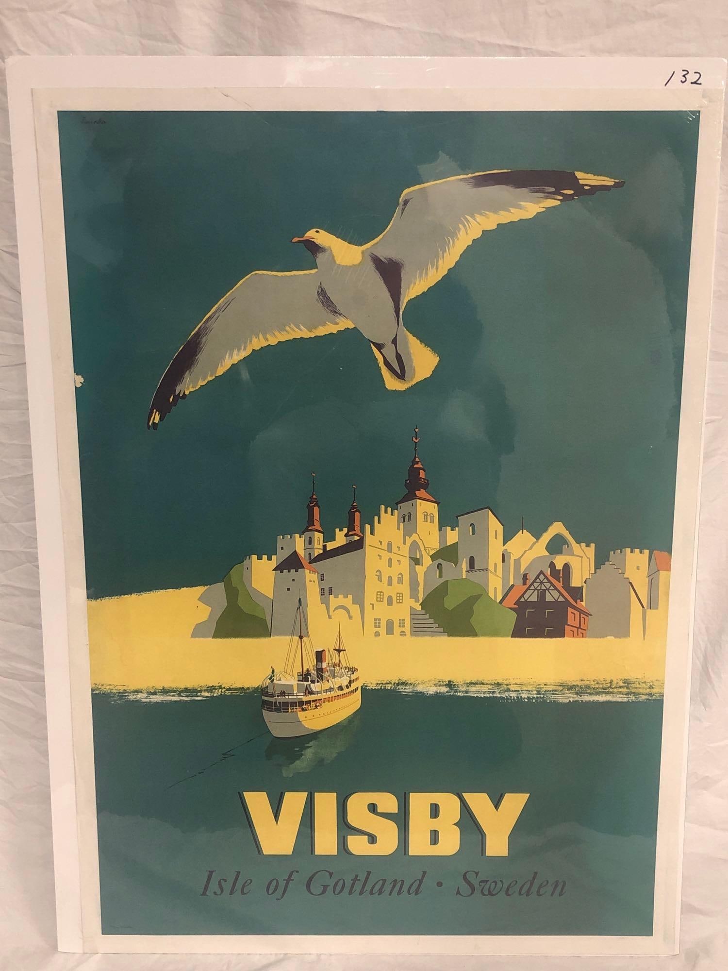 Sweden - Visby travel poster: 1930's, 30x41, Einieba art, A condition on linen