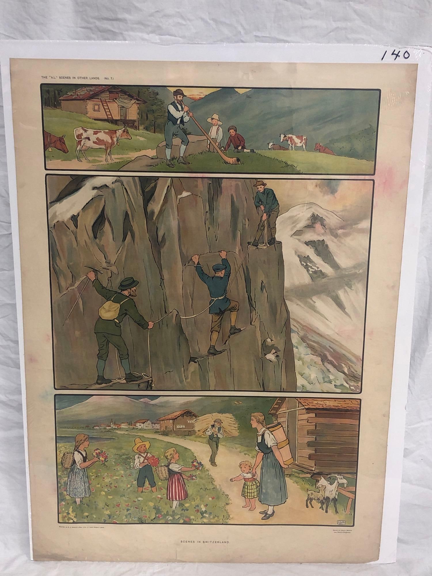 Switzerland - Scenes travel poster: 1920's, 26x36, L. Brooke art, A condition on linen