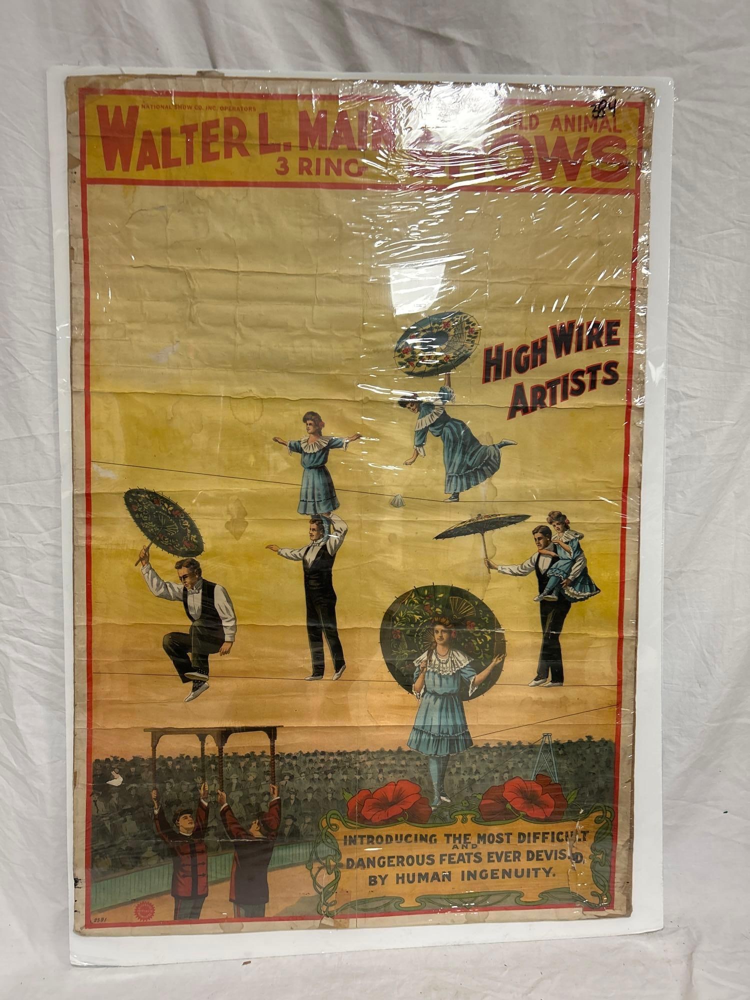 Walter Main High Wire Act - circus poster (1 of 5)