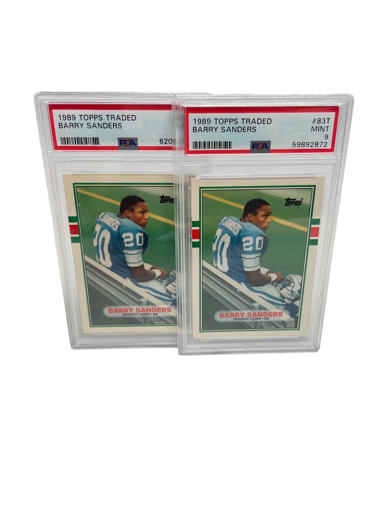 Pair of 1989 Topps Traded #83T Barry Sanders Rookie PSA 9 MINT (1 of 10)