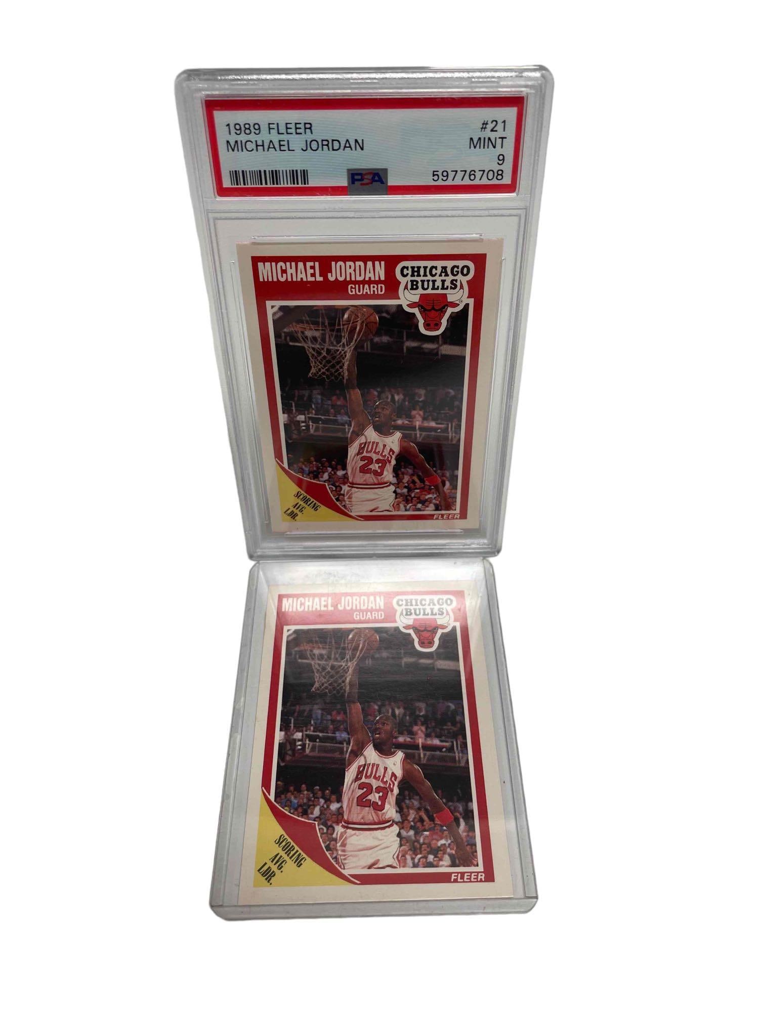 1989 Fleer Basketball #21 Michael Jordan PSA 9 MINT + Ungraded Card (1 of 11)