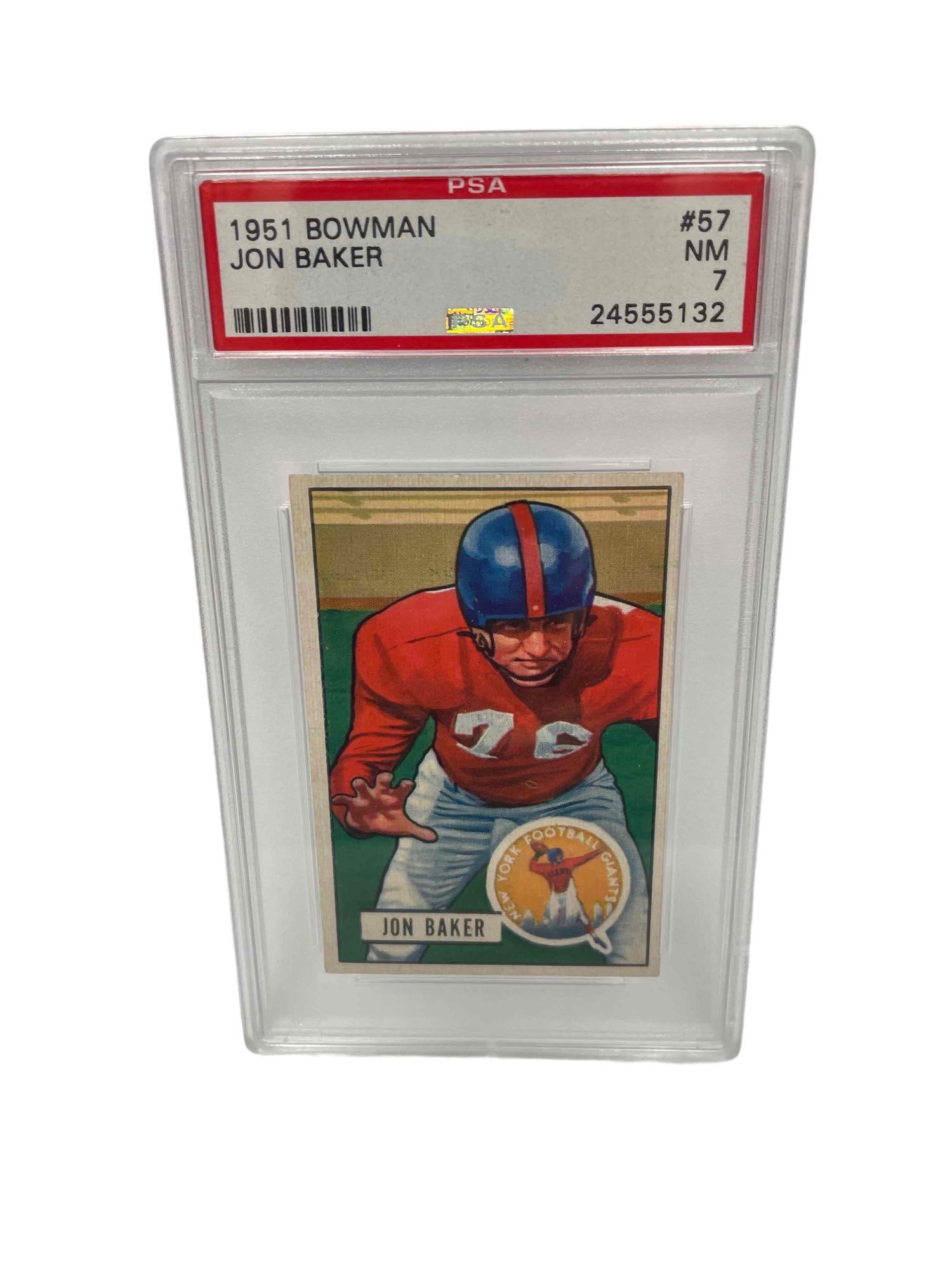 1951 Bowman Football #57 Jon Baker PSA 7 (1 of 6)