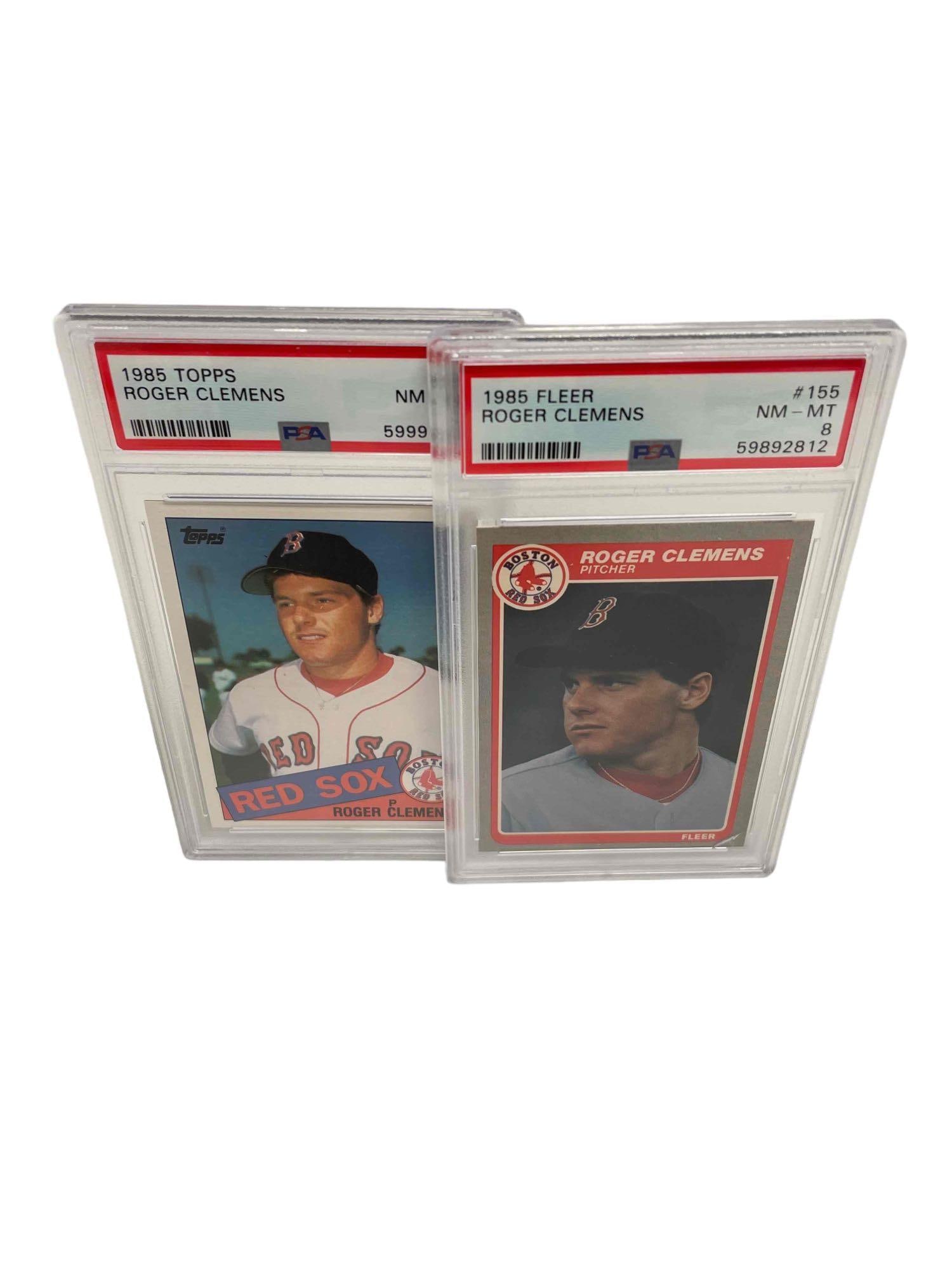 Roger Clemens Topps and Fleer 1985 Rookie Cards PSA 8 (1 of 10)