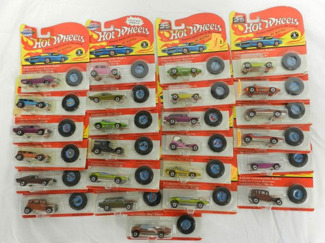 Twenty-Five 25th Anniversary Hot Wheels Red Lines: Collector edition red lines to include Deora, Red Baron, Custom Mustang and more. Cars mint condition and cards in good condition.