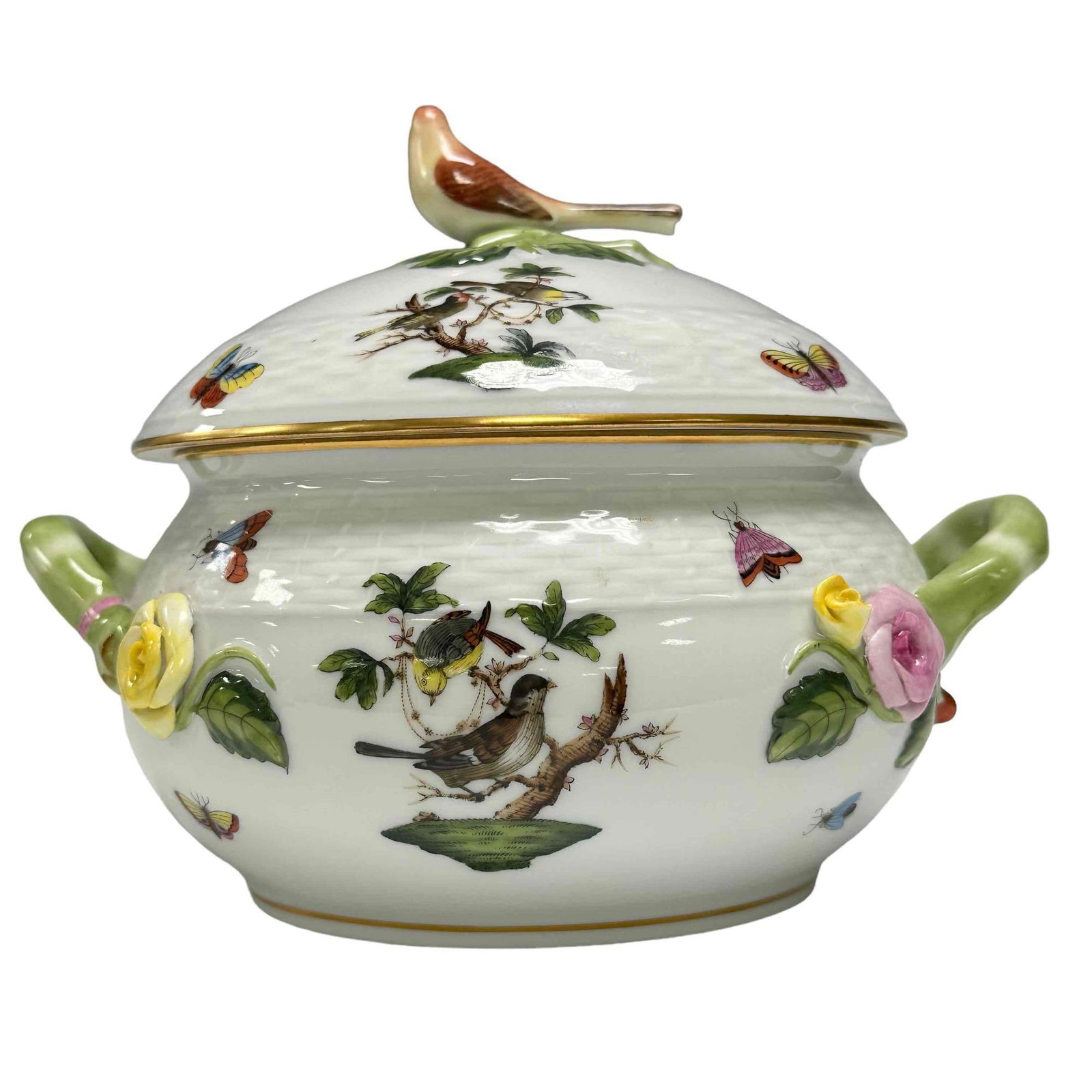 HEREND Rothschild Bird Finial Covered Dish / Tureen (1 of 16)