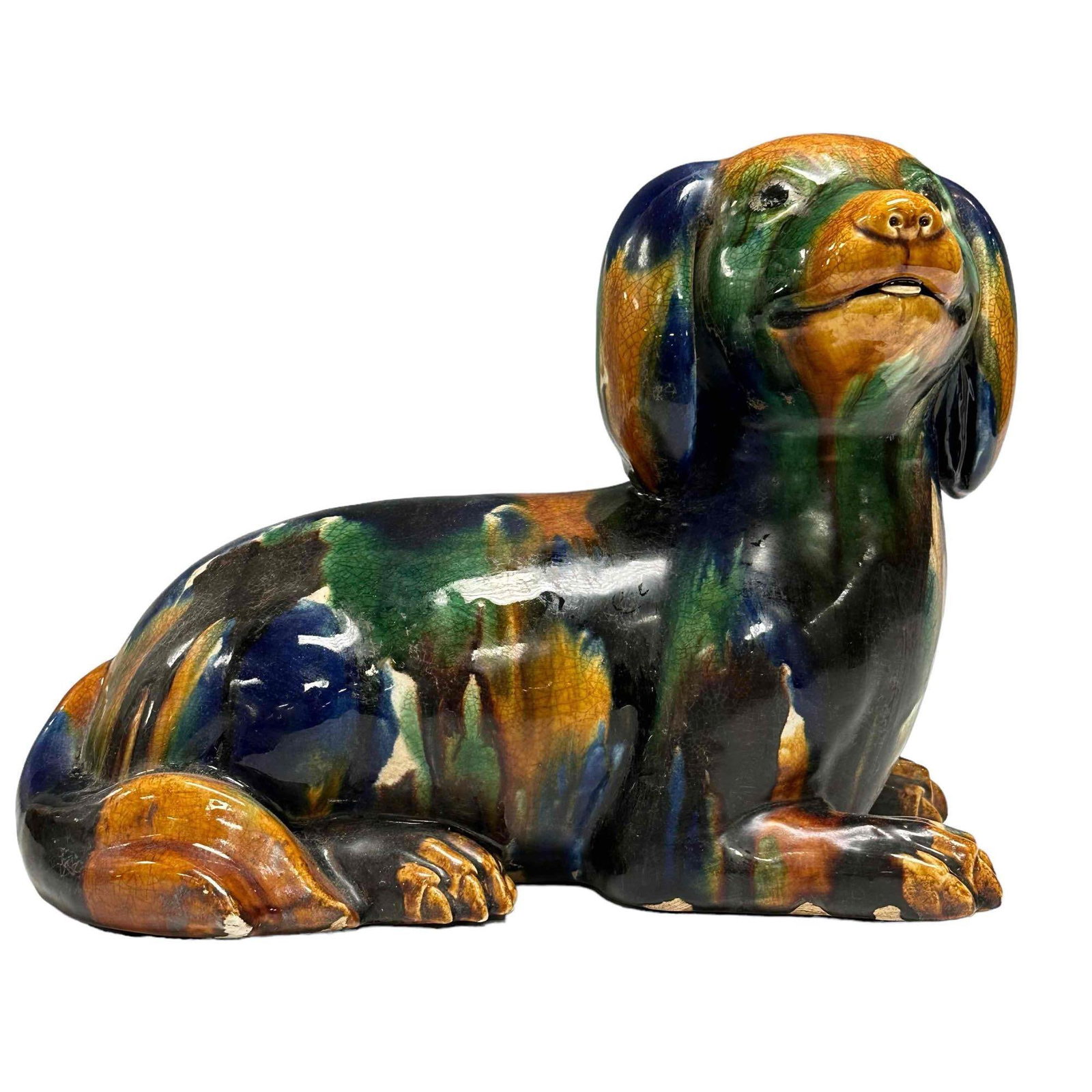 Drip Glaze Ceramic Dog Mid 20th Century (1 of 16)