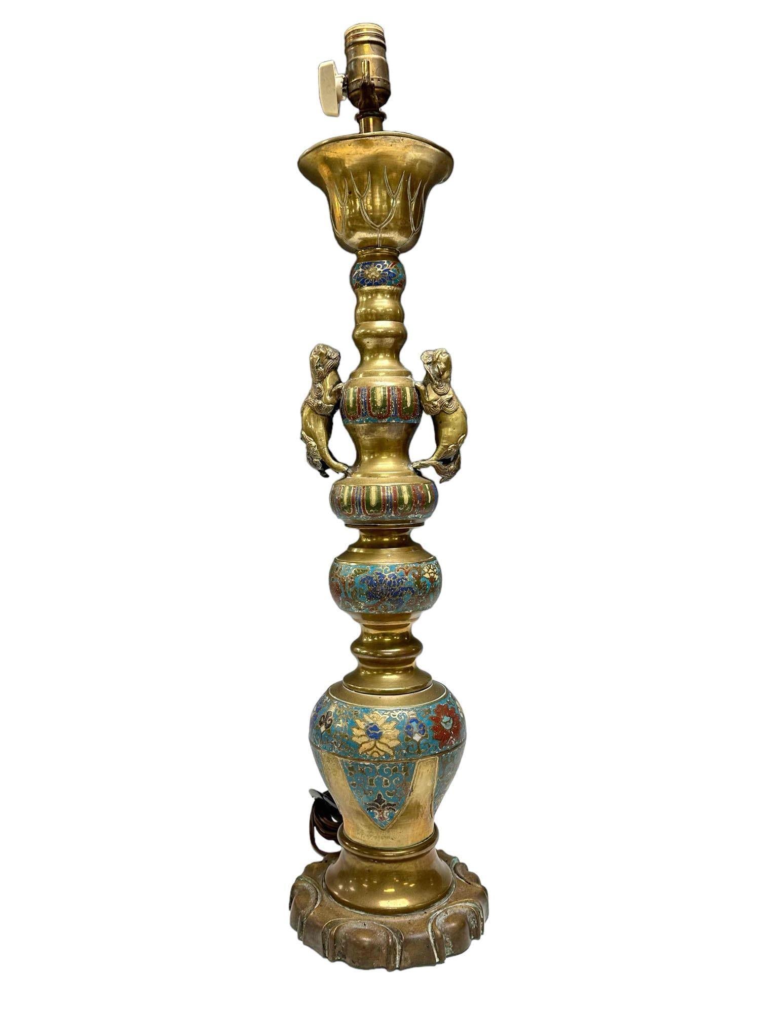 Early 20th Century Cloisonne Brass Lamp (1 of 18)