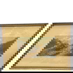 Wallace Nutting titled A Little River Lithograph: A signed Wallace Nutting litho set early 20th century period frame. Measuring approx 16.5" tall x 23" wide. Overall condition is good, as shown, see photos