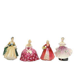 Royal Doulton Ladies Collection: 4 Royal Doulton lady figurines. Elegance, Victoria, Janet and the Ballerina. All in good condition, no chips damage or repairs. see photos.