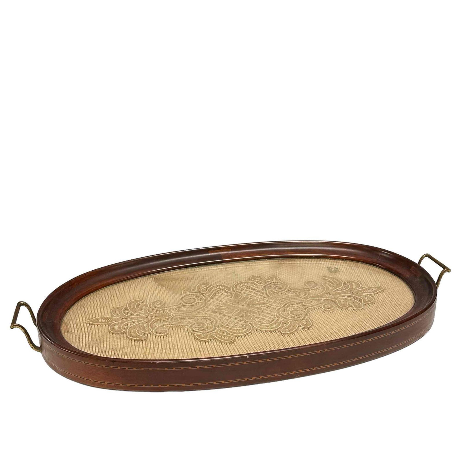 Fine English Mahogany Serving Tray with Needlework (1 of 20)
