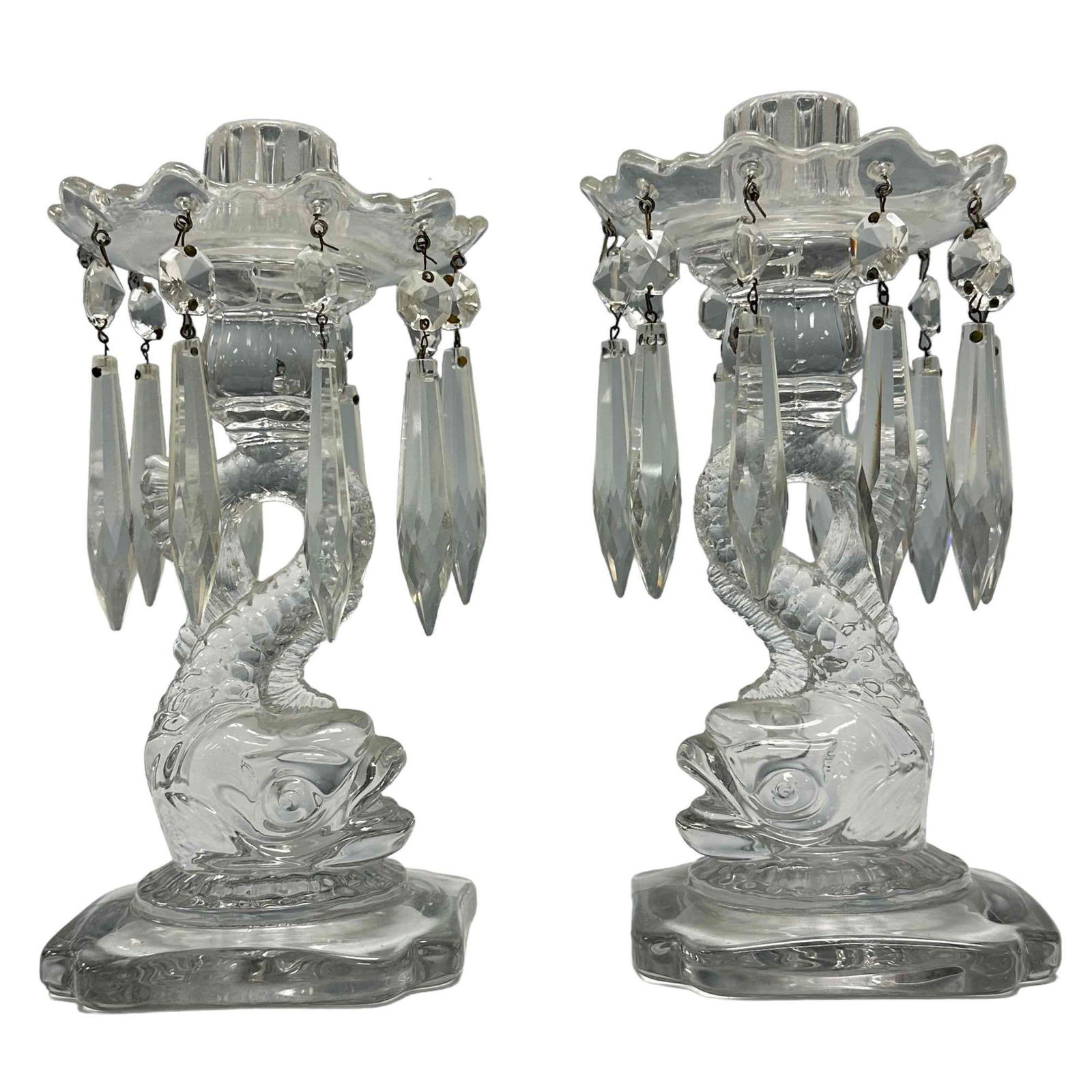 Fine Pair of Dolphin Mantle Candlestick Lusters (1 of 10)
