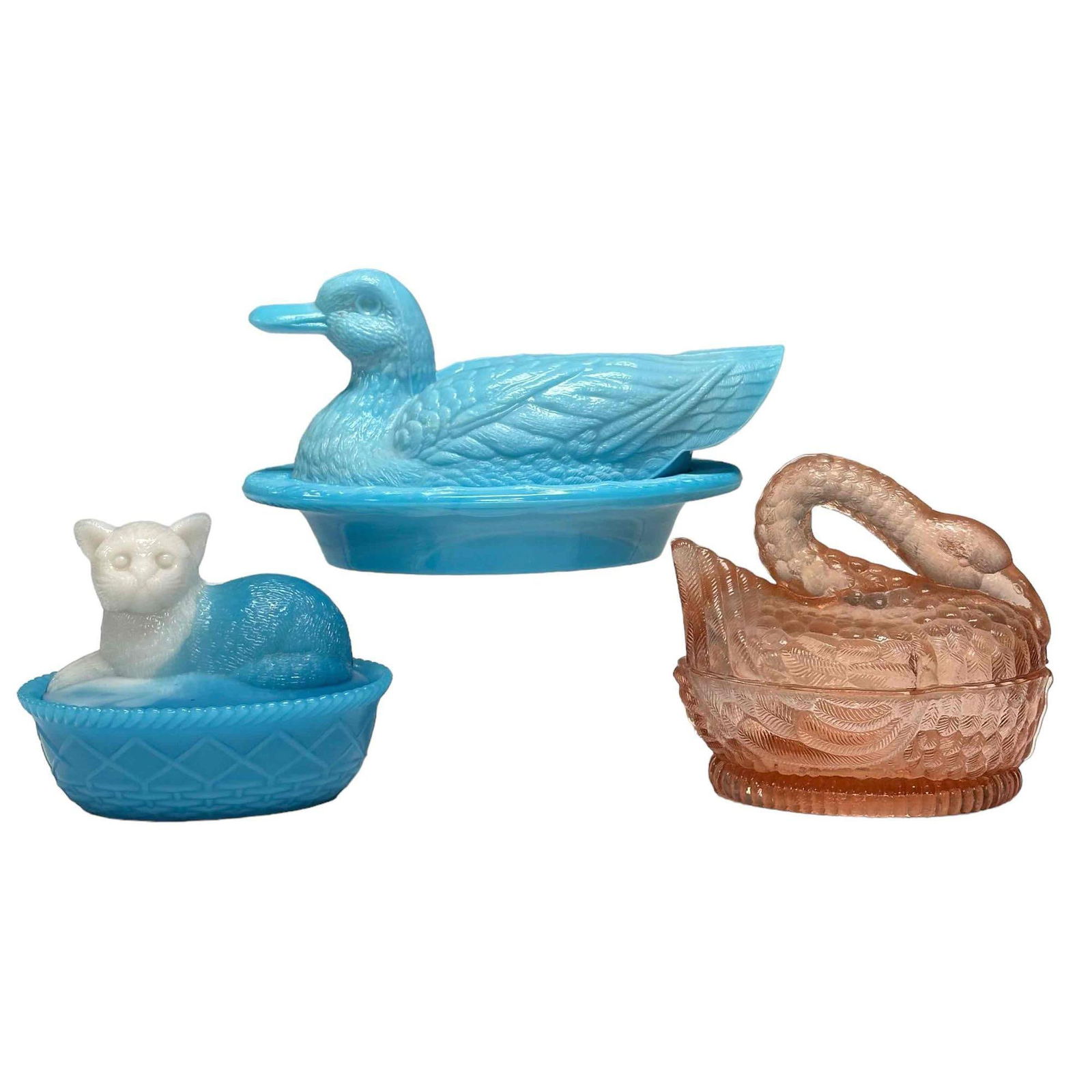 Milk and Depression Glass Covered Trinket Dishes (1 of 19)