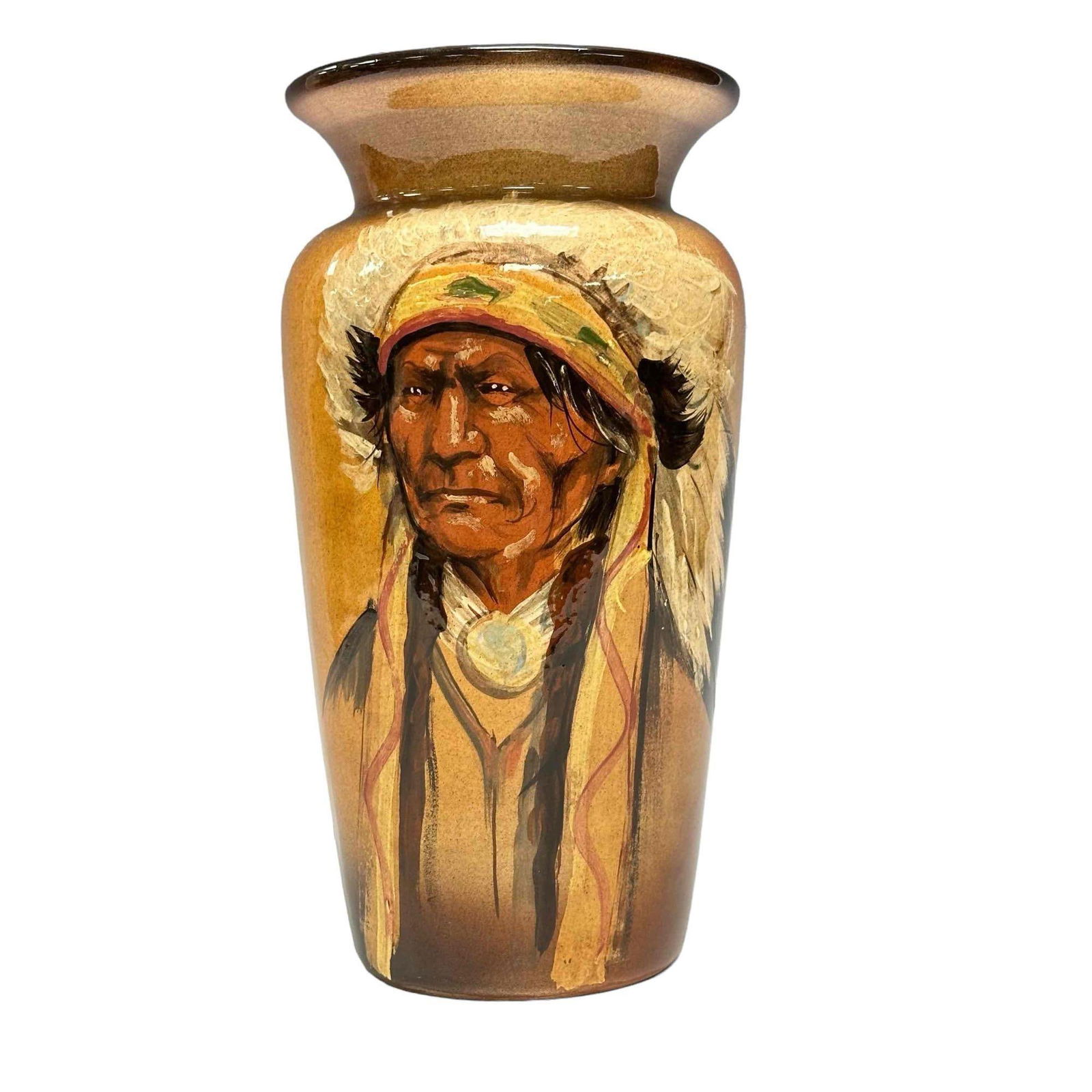 Rick Wisecarver Hand Painted Native American Chief Pottery (1 of 14)