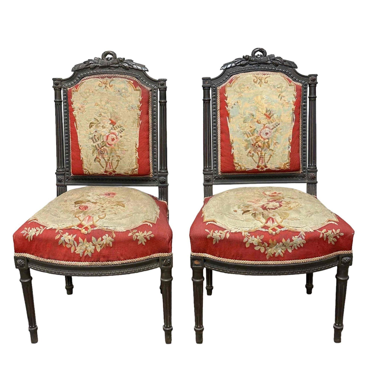 Pair of 19th century Louis XVI Carved Chairs (1 of 20)