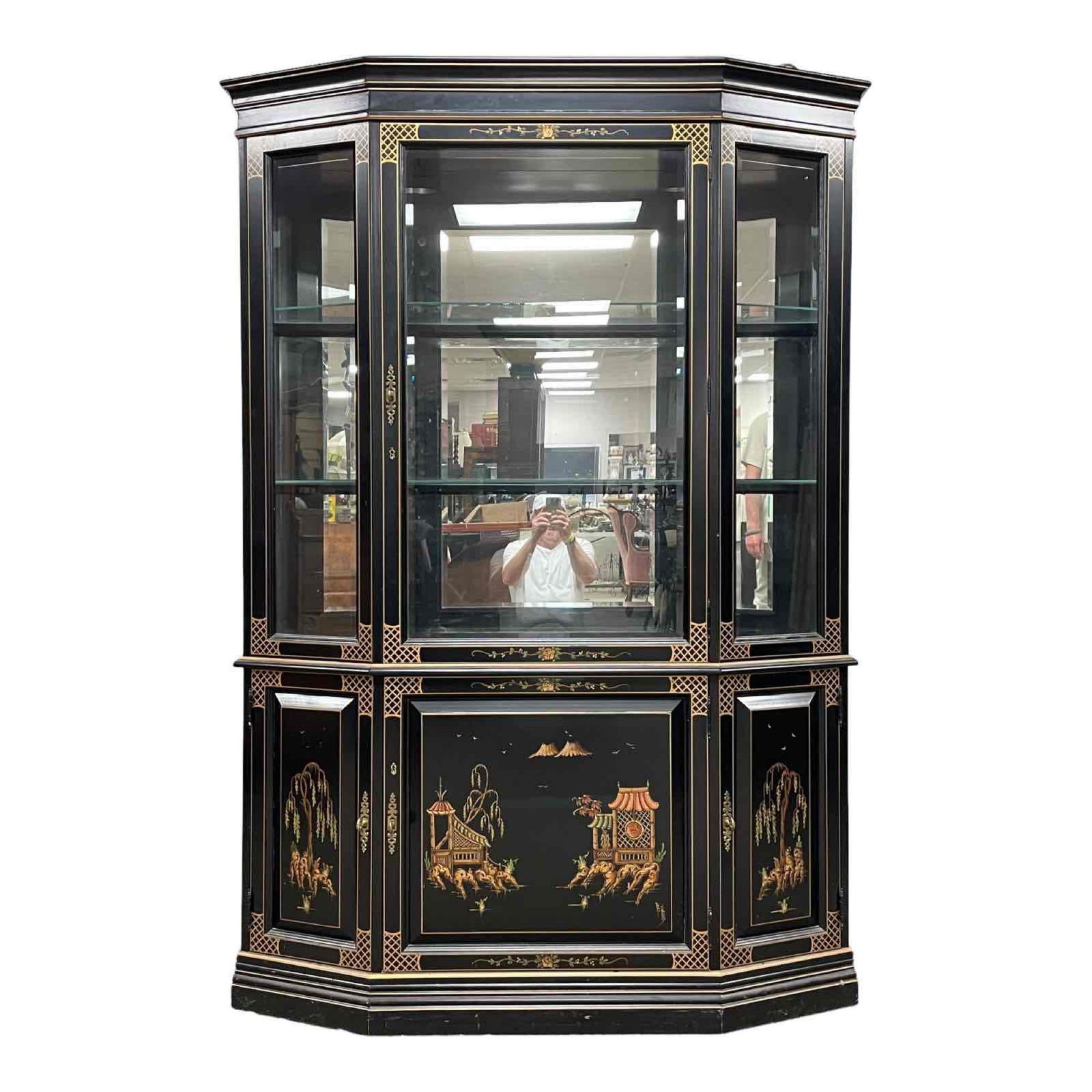 Lighted Black Lacquered China Cabinet by JASPER (1 of 20)