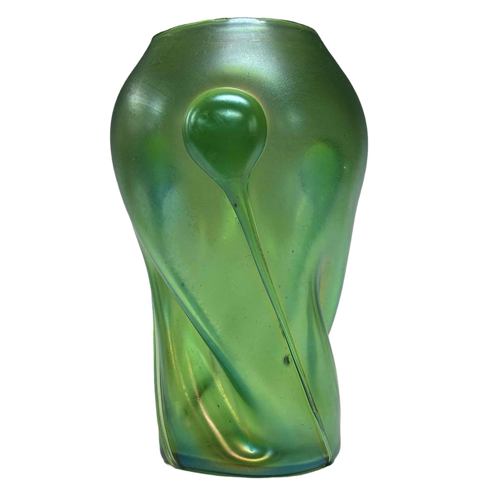 attr. Loetz Green Iridescent Glass Vase (1 of 19)