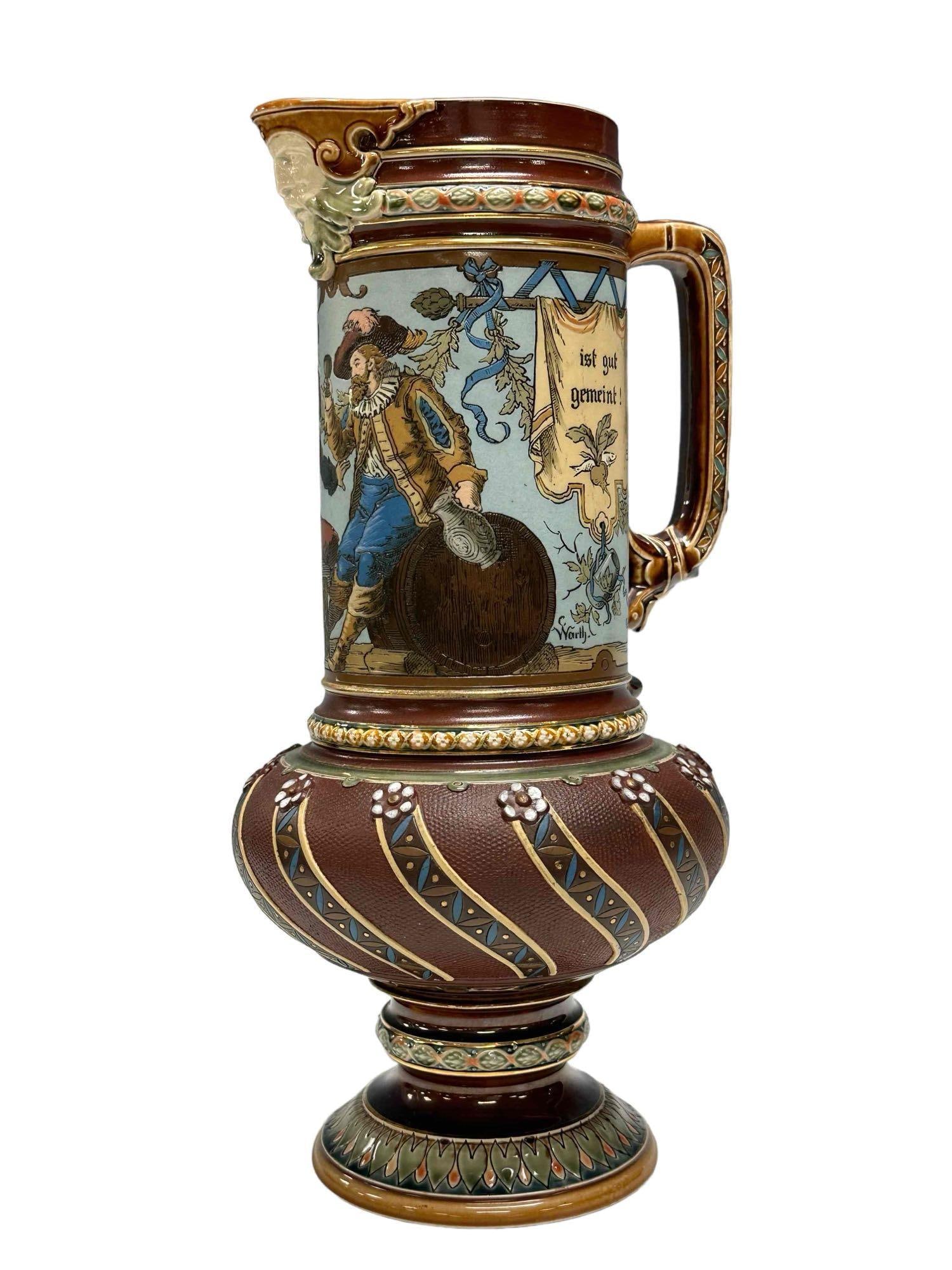 Large German METTLACH Poly-chromed Tankard (1 of 20)