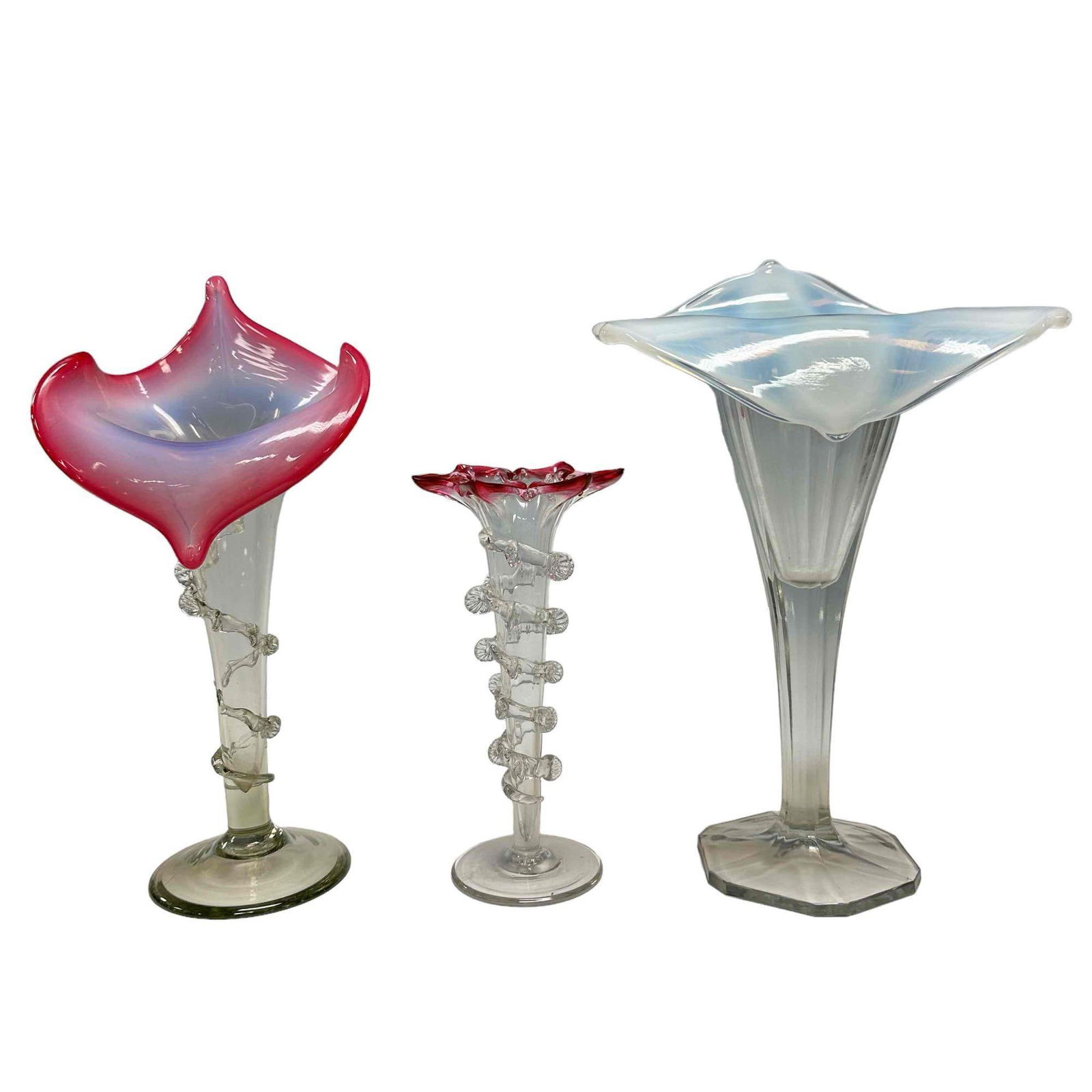 Victorian Art Glass Jack in Pulpit Vases and Trumpet Vase (1 of 20)