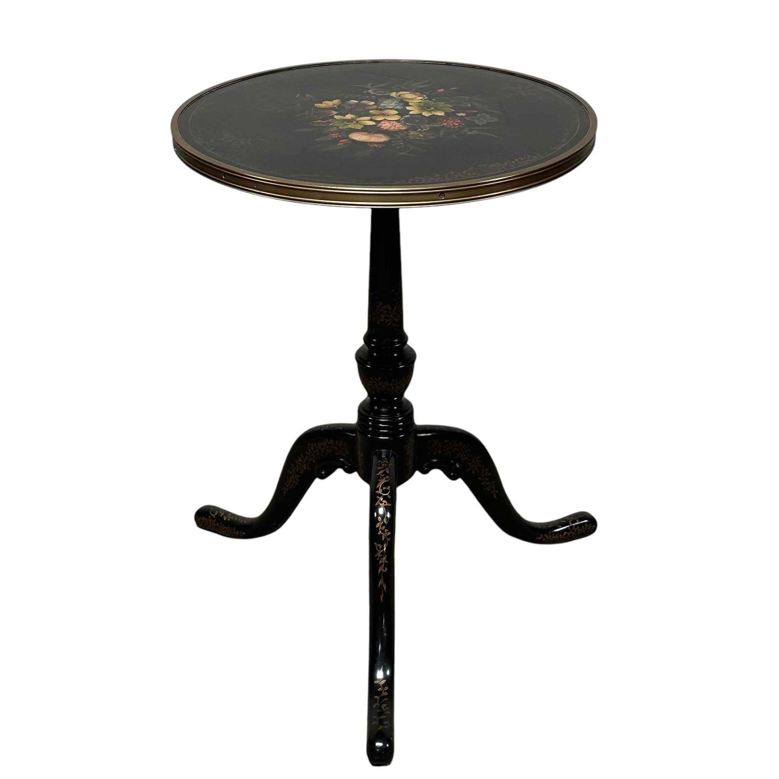 Theodore Alexander Black Lacquer Tripod Pedestal Stand (1 of 14)