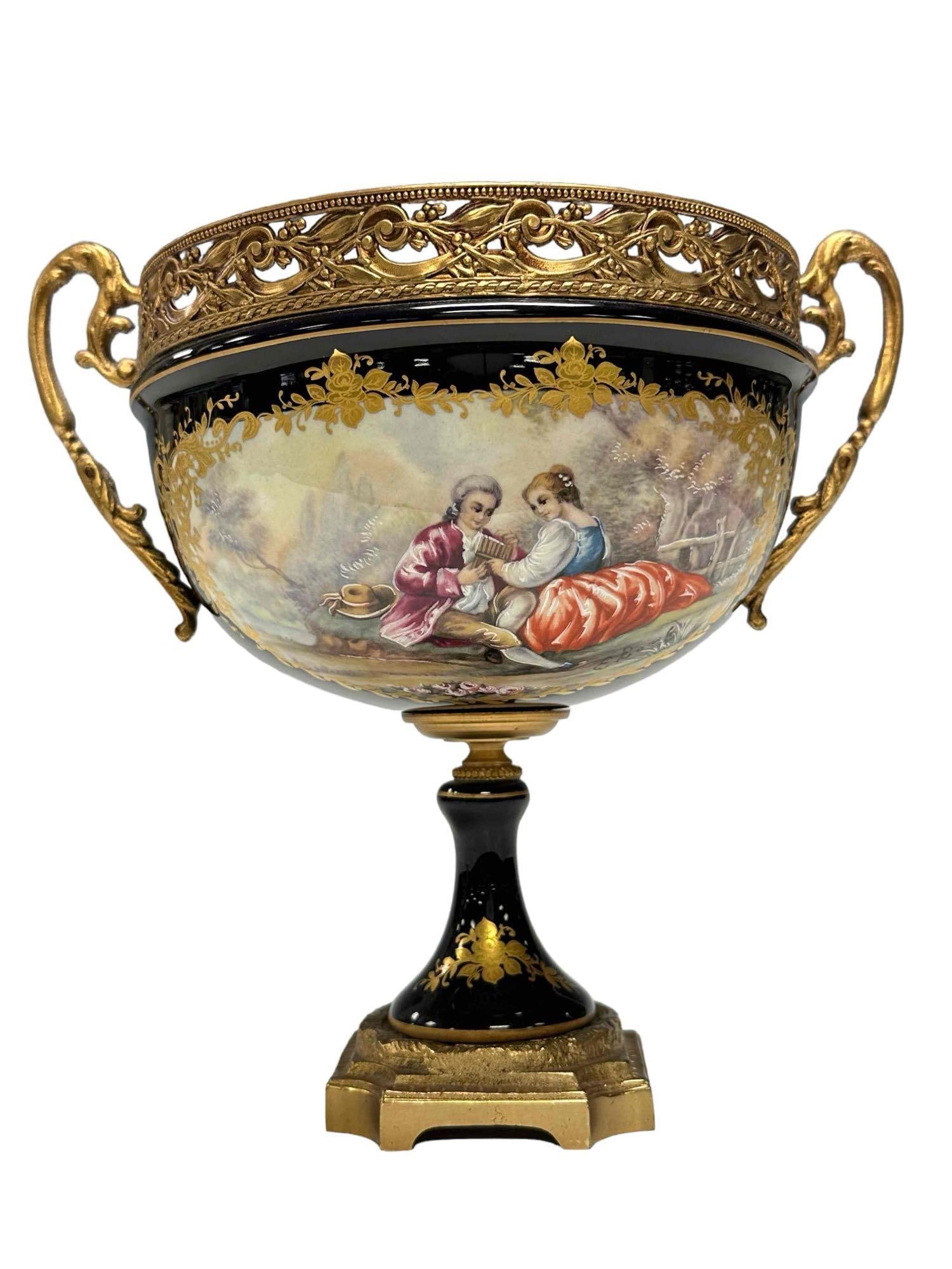 Sevres Cobalt Blue Porcelain Compote Bowl (1 of 19)