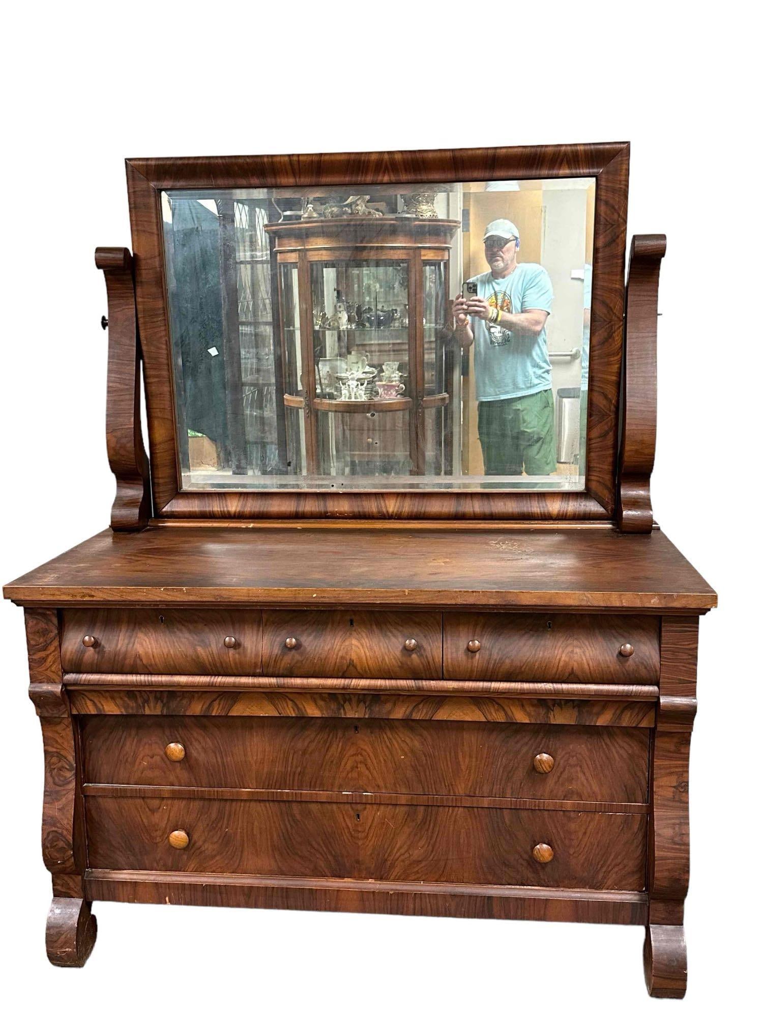 19th Century American Empire Mahogany Dresser (1 of 13)