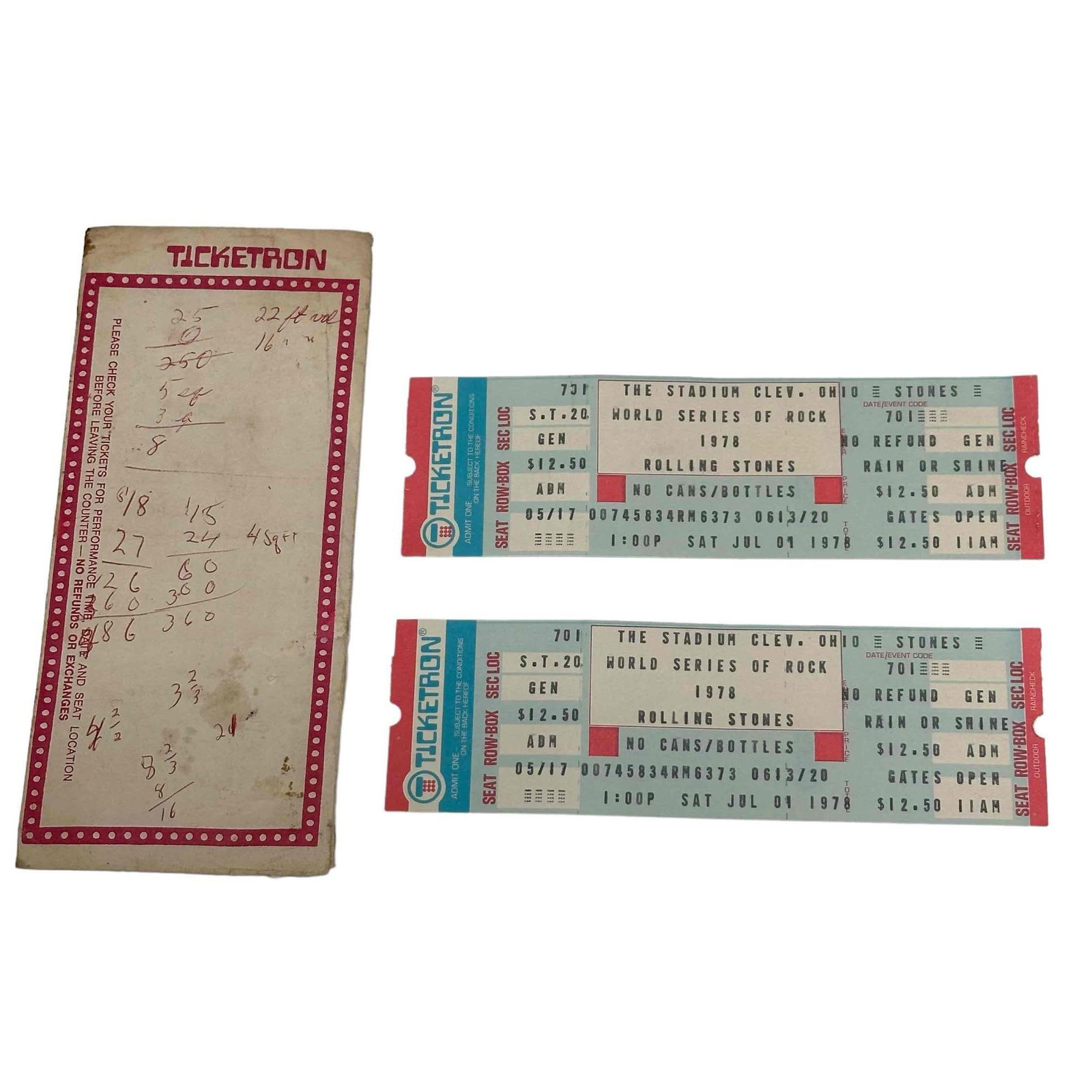 Unused NM Pair Rolling Stones Concert Tickets 1978 Clevalnd OH (1 of 10)
