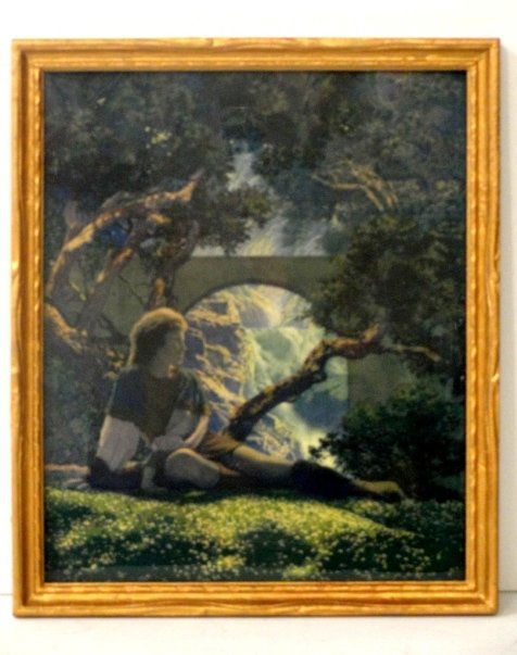 Maxfield Parrish Print The Knave aka The Prince: Parrish called this picture The Knave. It is also known as The Prince. Illustration for The Knave of Hearts published by Scribner’s Sons in 1925. Condition excellent 4.0 grade, possibly reframed or