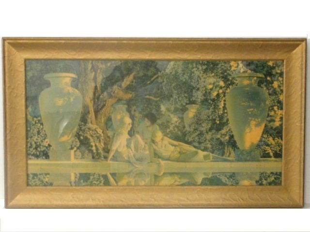 Maxfield Parrish Print '' Garden Of Allah'': Maxfield Parrish (AM, 1870-1966). Framed and matted under glass. This is an original 1920 frame Print called "Garden of Allah" by the artist and illustrator Maxfield Parrish. In the period frame with