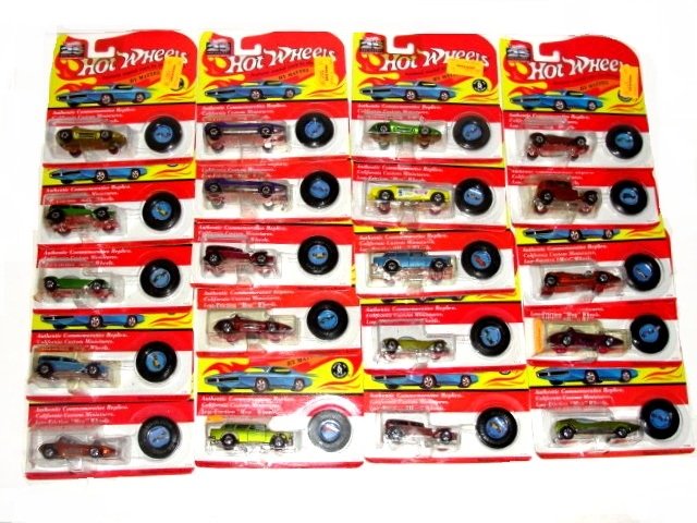 Collection Of 20 Hot Wheels Commemorative: replica Red Lines Ca.1993, All mint on cards;, cards in excellent condition.