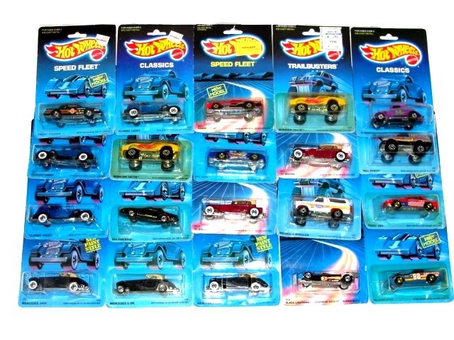 Collection Of 20 1980 Hot Wheels Trail Busters: Classics, speed Fleets and others. All mint on cards;, cards in excellent condition.