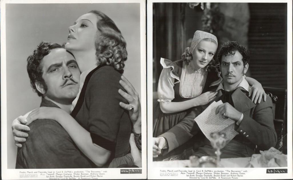 Fredric March - The Buccaneer - original portrait stills: 1937, 8x10, U.S., Paramount, Qty. 20, B+ condition With Franciska Gaal, Akim Tamiroff, Margot Grahame, Walter Brennan, Anthony Quinn Adventure