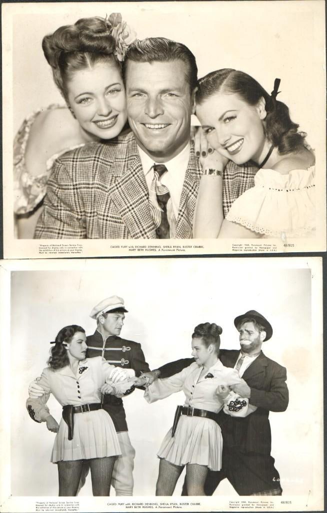 Buster Crabbe - Caged Fury - original stills: 1948, 8x10, U.S., Paramount, Qty. 13, B condition With Richard Denning, Sheila Ryan, Mary Beth Hughes Crime