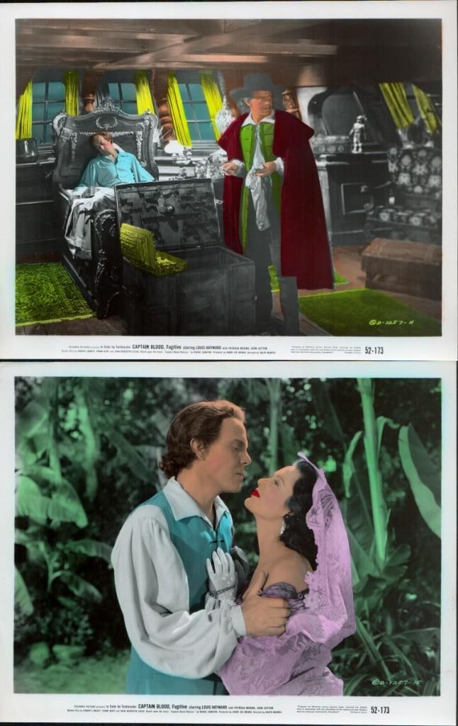 Louis Hayward - Captain Pirate - original stills: 1952, 8x10, U.S., Columbia, Qty. 20 (4 color), B+ condition With Patricia Medina, John Sutton Adventure