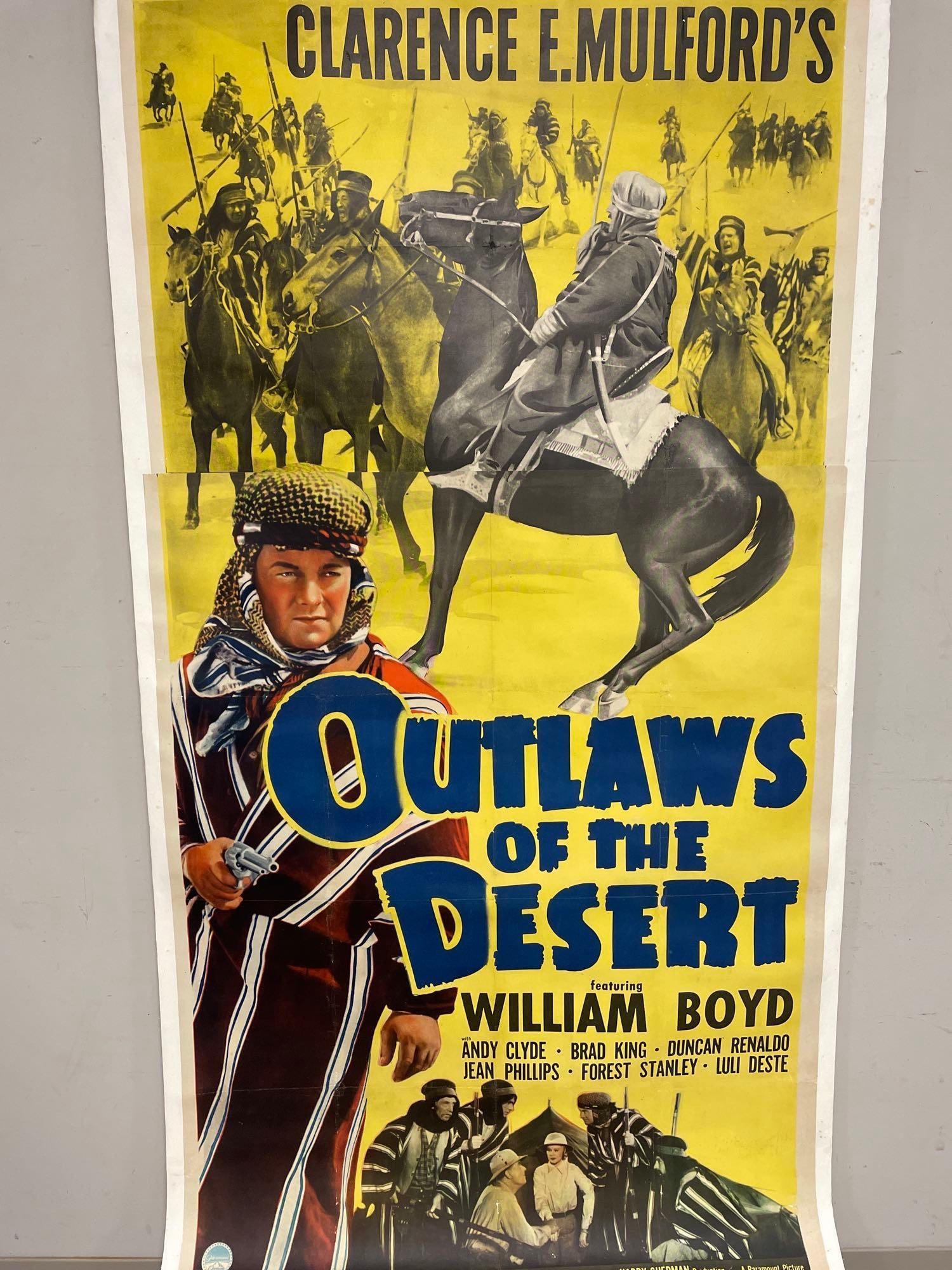 Outlaws of the Desert - three sheet: 1941, 41x81, U.S., Paramount, B+ condition on linen With William "Hopalong Cassidy" Boyd Western