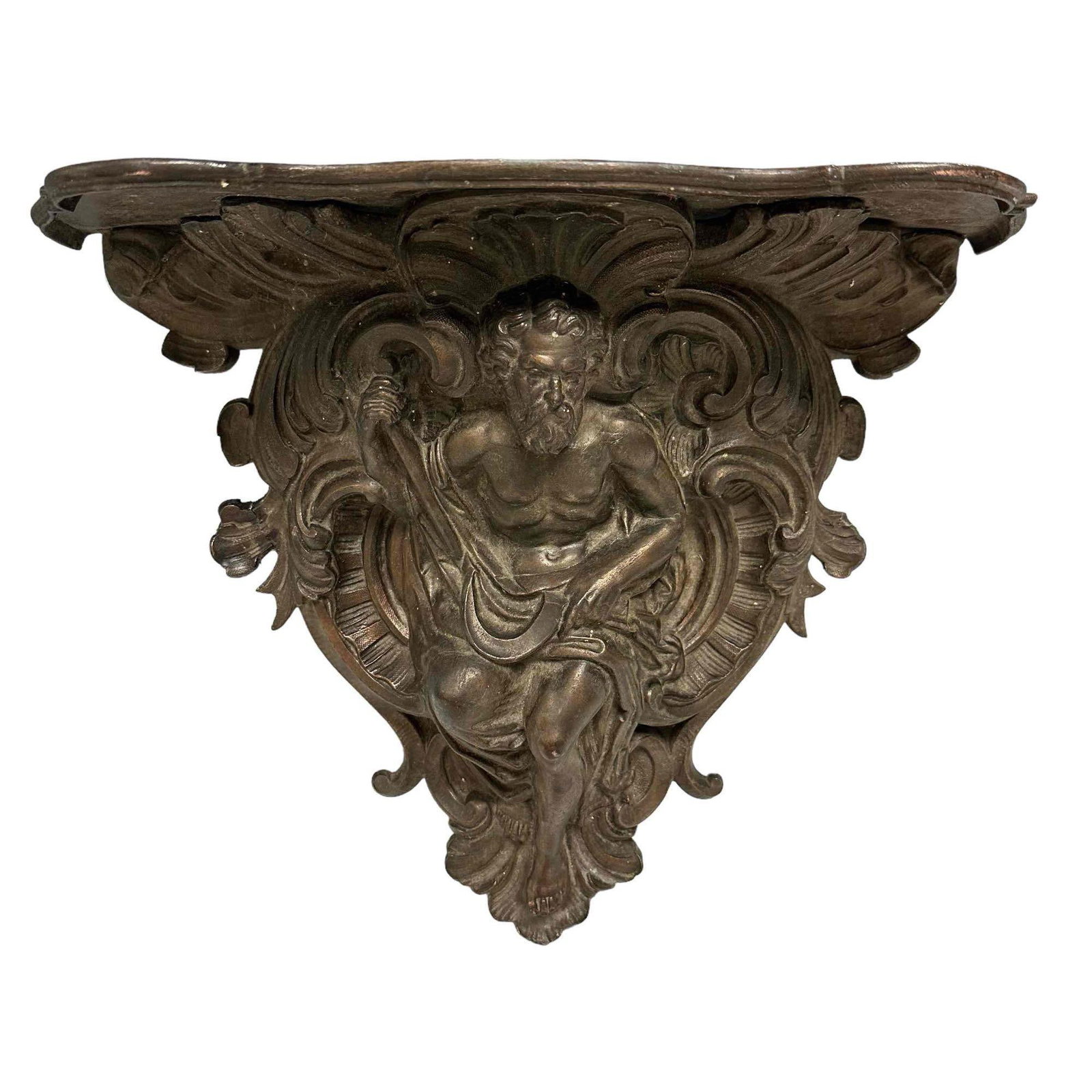 Ornate Bronze Wall Shelf with Roman God (1 of 13)