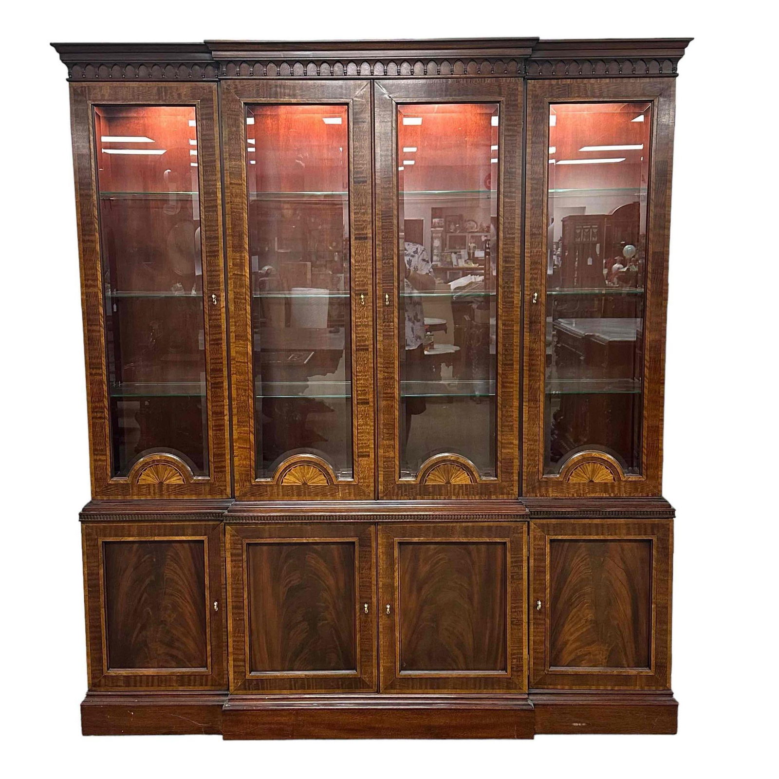 Fine French Style Inlaid Mahogany Breakfront (1 of 19)
