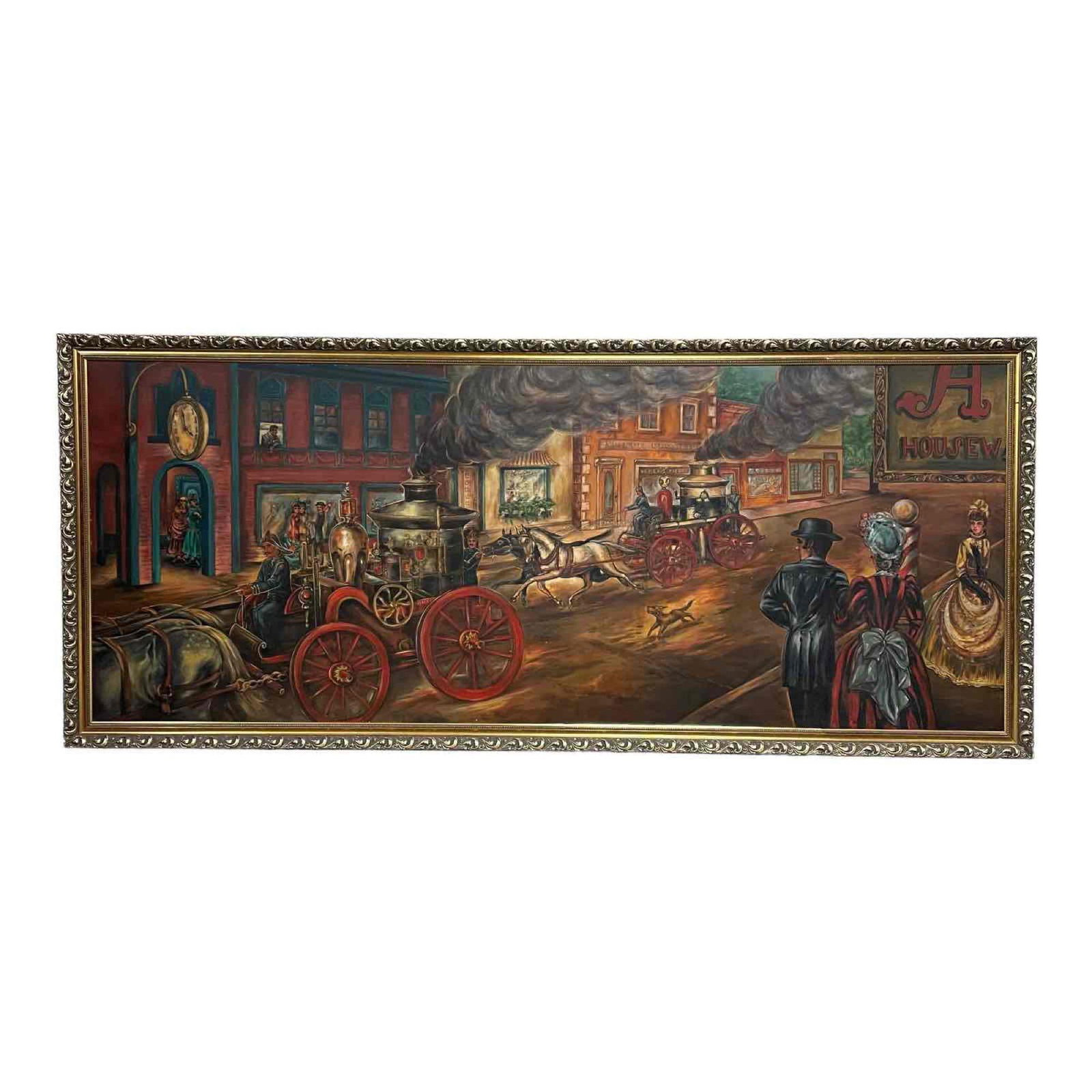 20th C. American Town Street Scene Oil Painting (1 of 20)