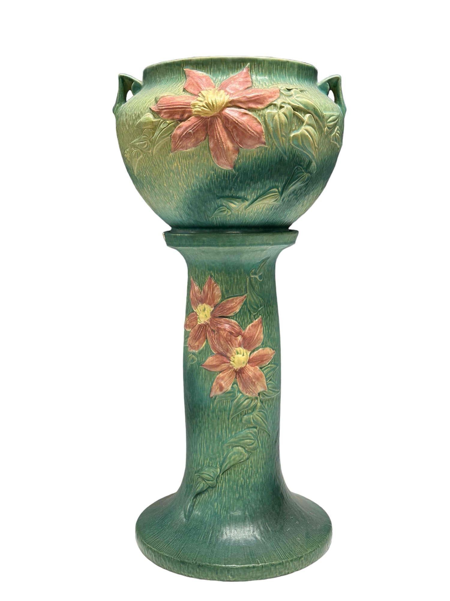 Roseville CLEMATIS Jardiniere And Pedestal (1 of 17)