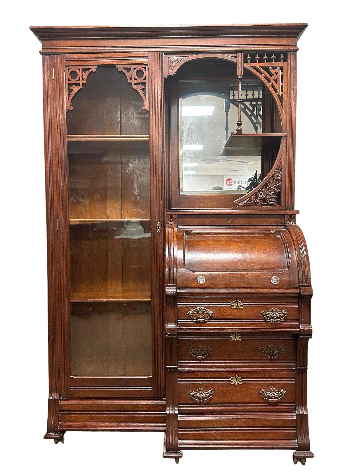 American Aesthetic Oak Cylinder Side by Side Secretary (1 of 20)