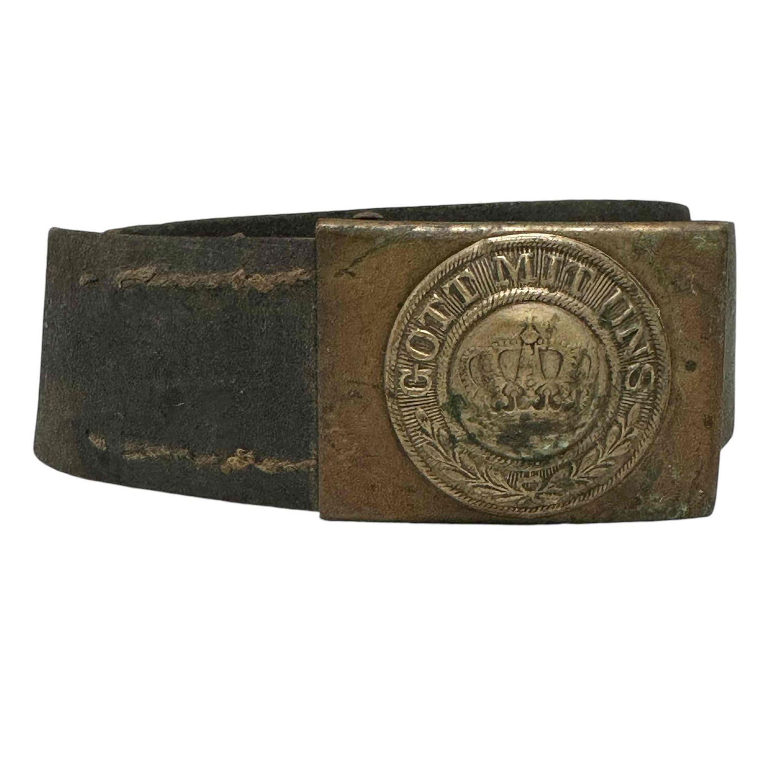 German WW1 Brass Belt Buckle w/Leather Belt (1 of 13)