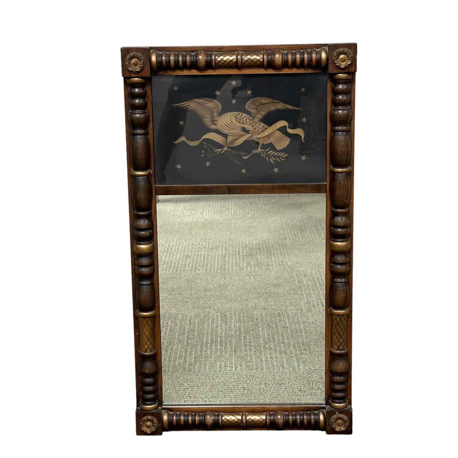 Hitchcock Eglomise Painted Trumeau Wall Mirror (1 of 13)