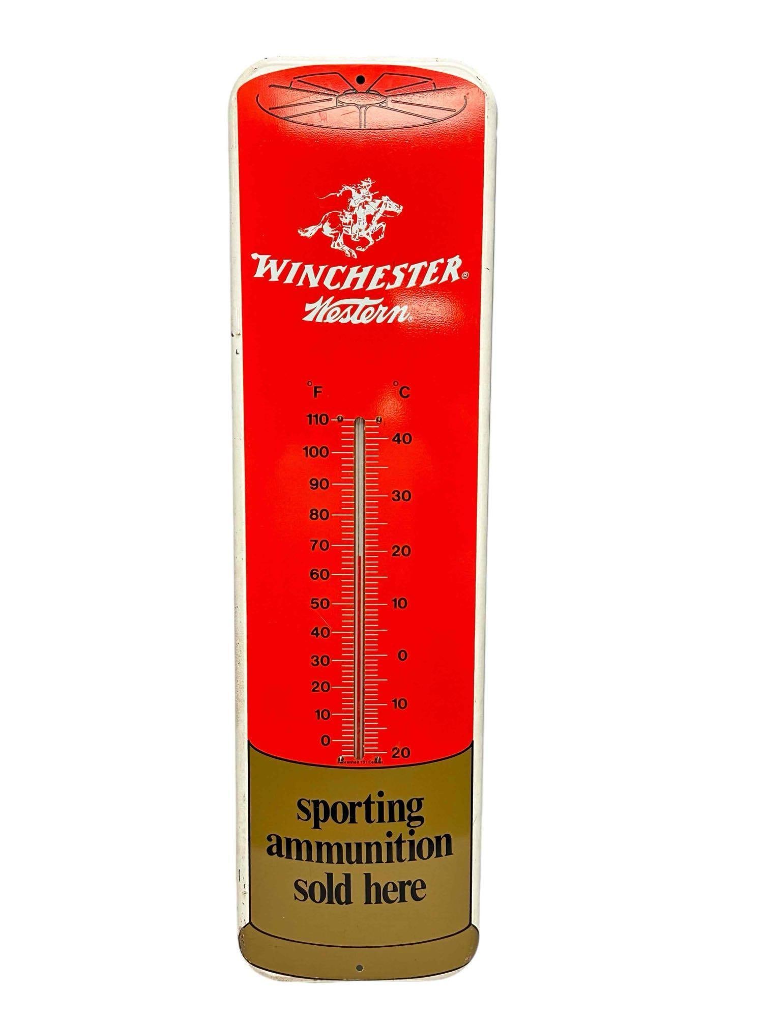 Vintage Tin Winchester Western Shotgun Shells Advertising Thermometer (1 of 12)